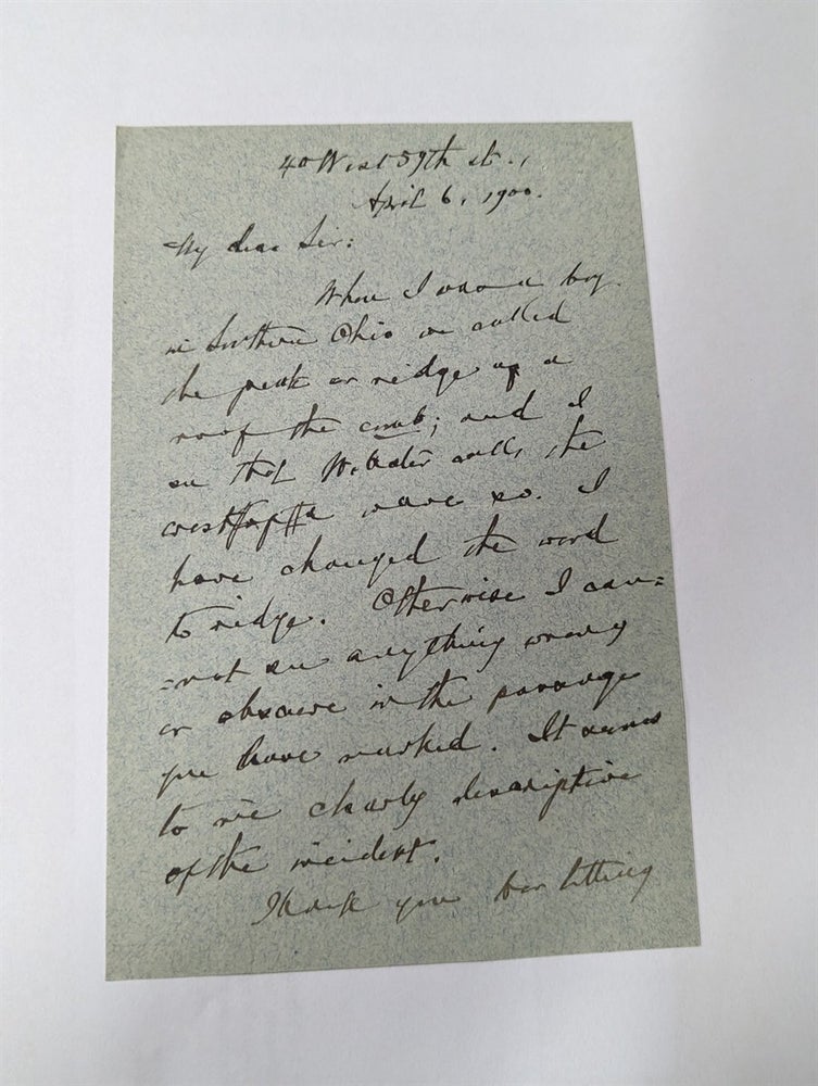 Item #340911 Handwritten Signed Letter. W. D. Howells, William Dean.