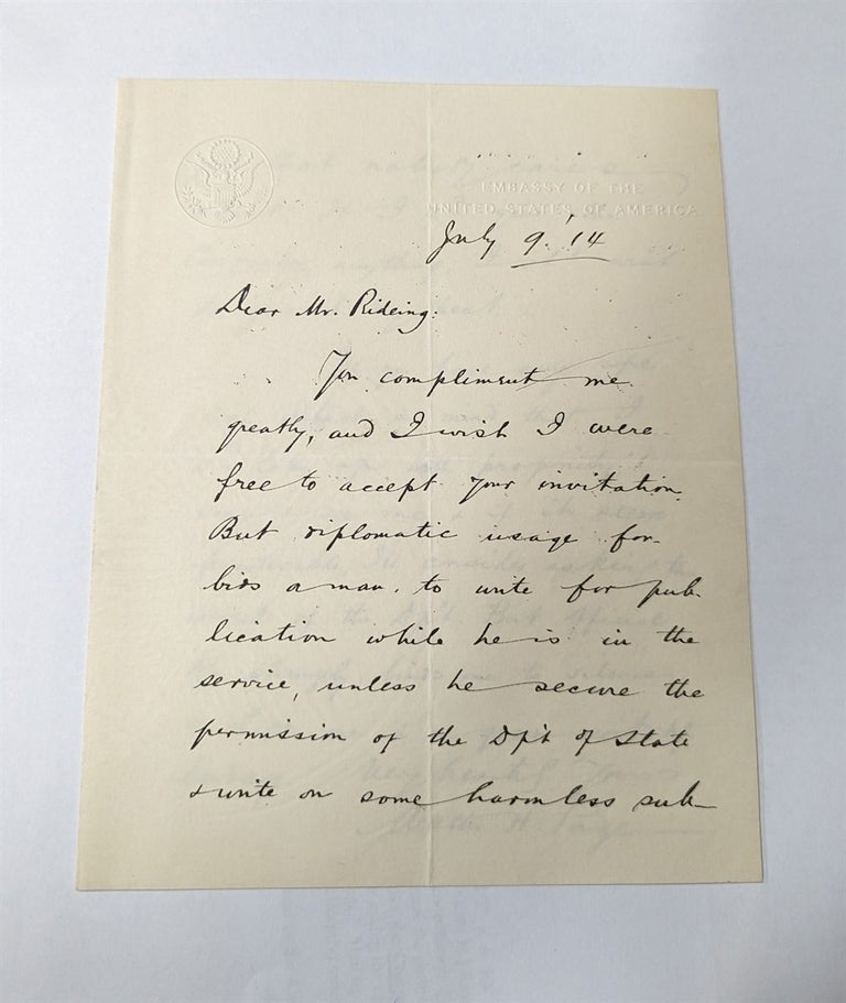 Item #340920 Handwritten Signed Letter. Walter H. Page.