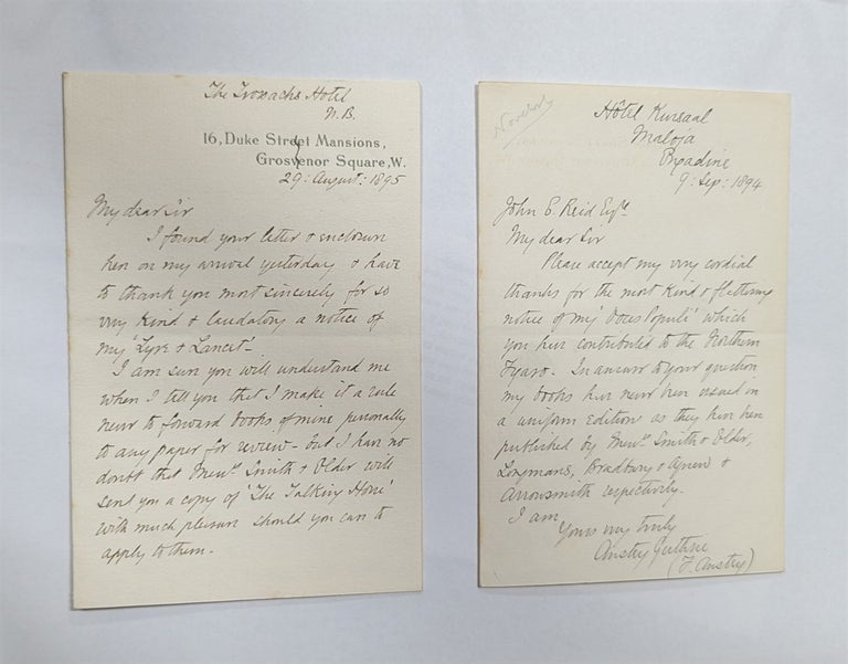 Item #341027 Two Handwritten Signed Letters. F. Anstey, Thomas Anstey Guthrie.
