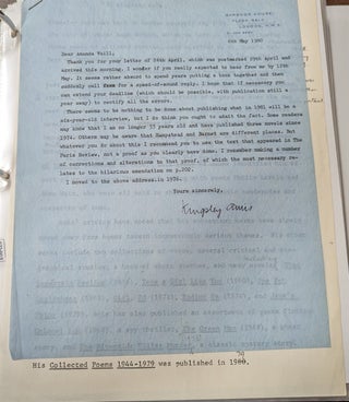 Item #341028 Typed Signed Letter. Kingsley Amis