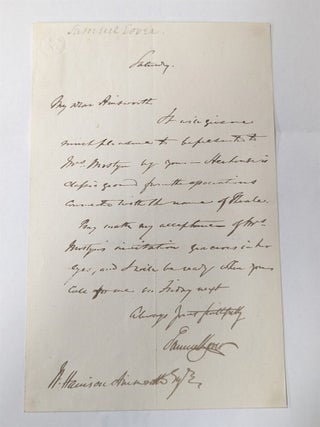 Item #341034 Handwritten Signed Note. Samuel Lover