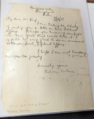 Item #341099 Handwritten Signed Letter. Padraic Colum