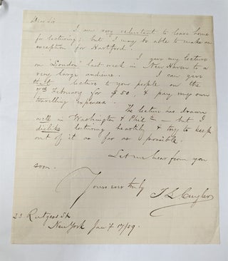 Item #341106 Handwritten Signed Letter. T. L. Cuyler, Theodore L