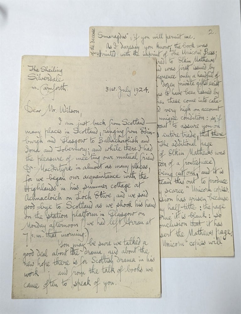 Item #342206 Handwritten Signed Letter. Gordon Bottomley.