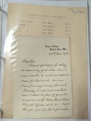 Item #344075 Two Handwritten Signed Letters. Harry Nichols
