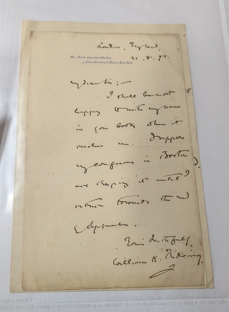 Two Handwritten Signed Letters | William H. Rideing