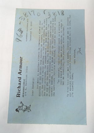 Item #344118 Typed Signed Letter. Richard Armour