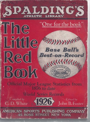 Item #353010 The Little Red Book "One For The Book" ( 1926 ) Official Major League Statistics...