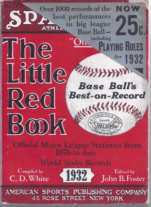 Item #353011 The Little Red Book "One For The Book" ( 1932 ) Official Major League Statistics...