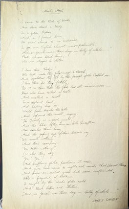 Item #356758 James Laver Handwritten Poem Marble Arch. James Laver