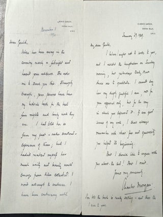 Item #356778 Charles Morgan 2 Autograph Letters Signed 3 Pages. Charles Morgan